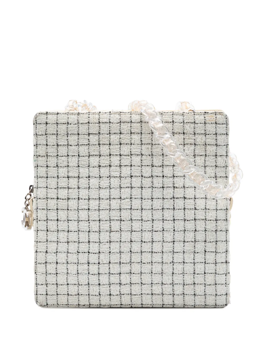 CHANEL Pre-Owned 2016-2017 Tweed and Resin Zipped Shopping Bag crossbody bag - Bianco