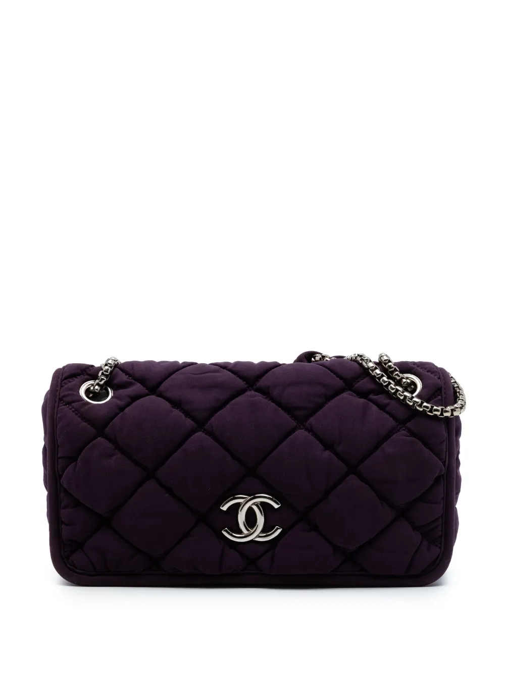 CHANEL Pre-Owned 2008-2009 Small Quilted Nylon Bubble Flap shoulder bag - Viola