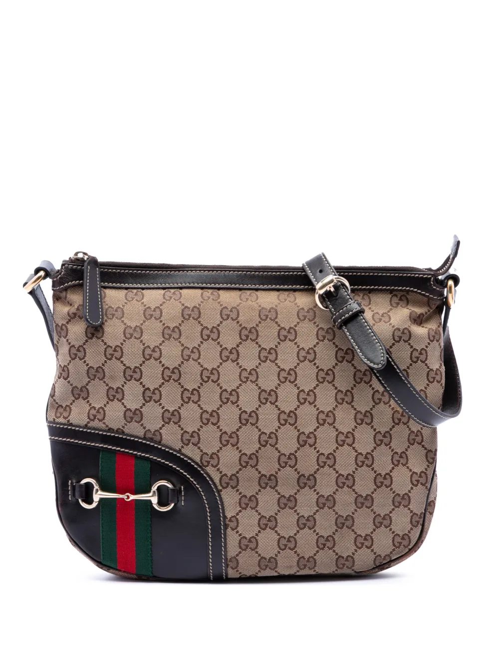 Gucci Pre-Owned 2016-2026 GG Canvas Horsebit Web crossbody bag - Toni neutri
