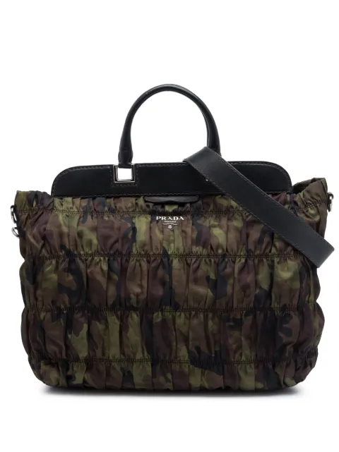 Prada Pre-Owned 2013-2026 Tessuto Gaufre Camouflage Frame satchel