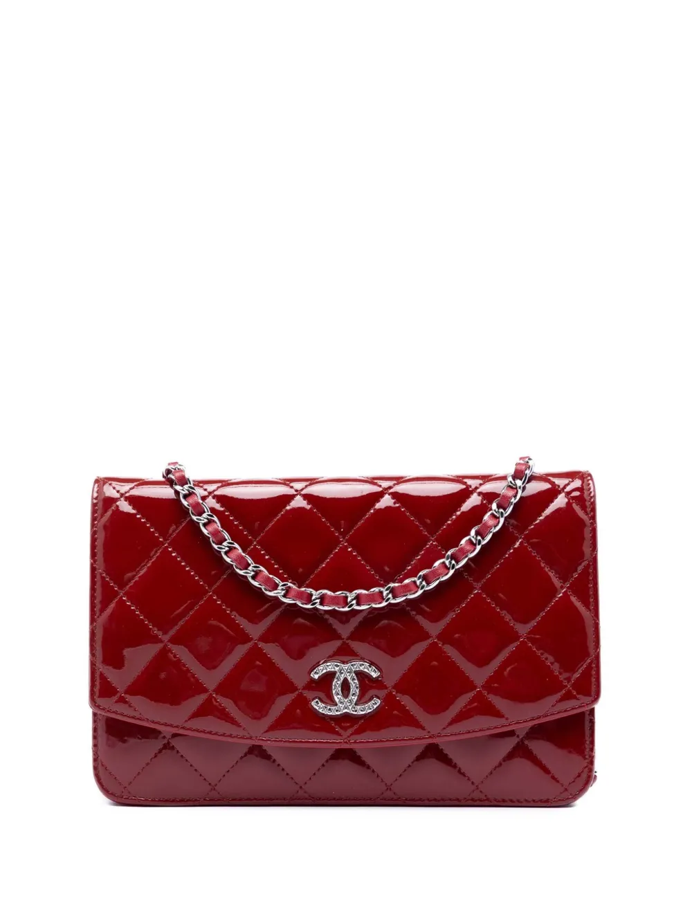 CHANEL Pre-Owned 2011 CC Quilted Patent Brilliant Wallet On Chain crossbody bag - Rosso