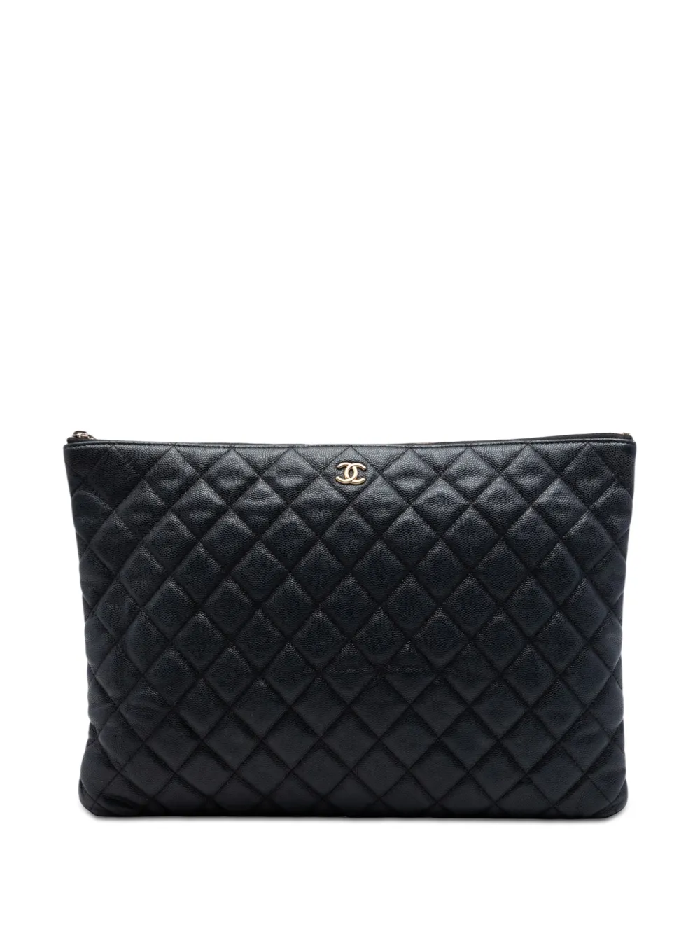 CHANEL Pre-Owned 2016-2017 Large Quilted Caviar O Case clutch bag - Nero