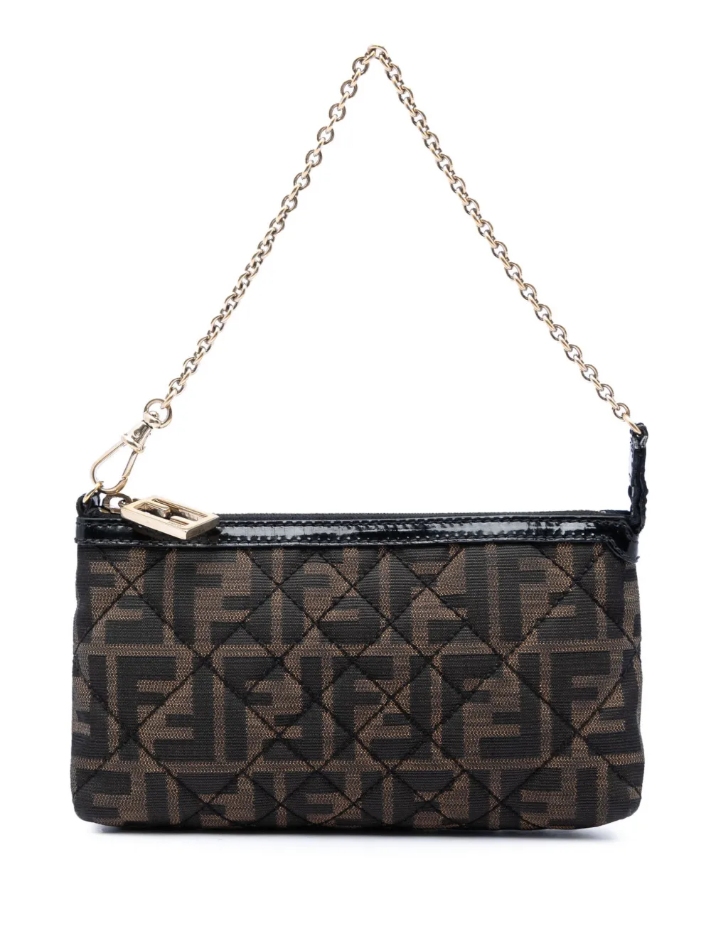 Fendi Pre-Owned 2010-2026 Quilted Zucca Canvas Chain Pochette shoulder bag - Marrone