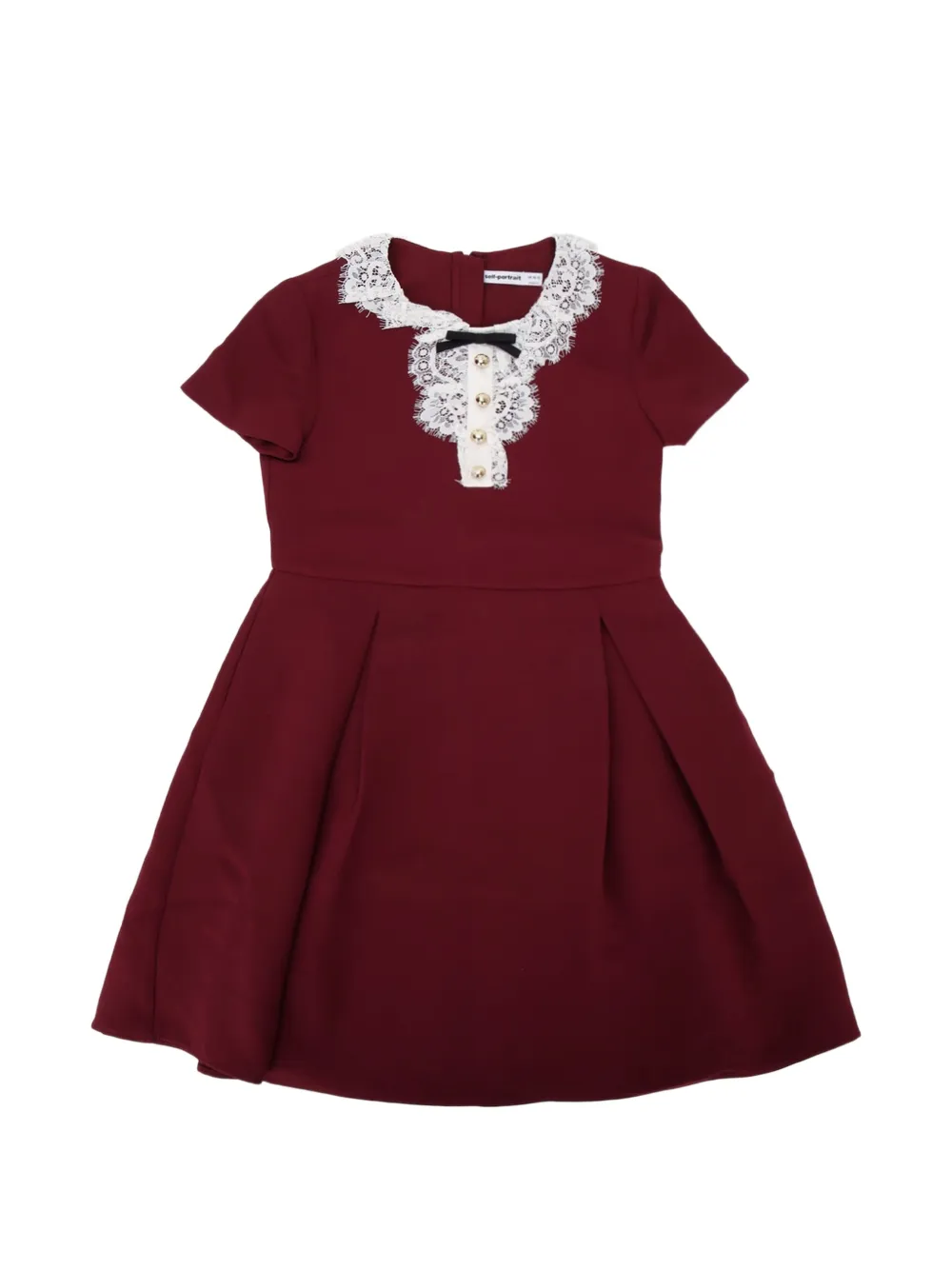 Self-Portrait Kids lace-bib pleated dress - Rosso