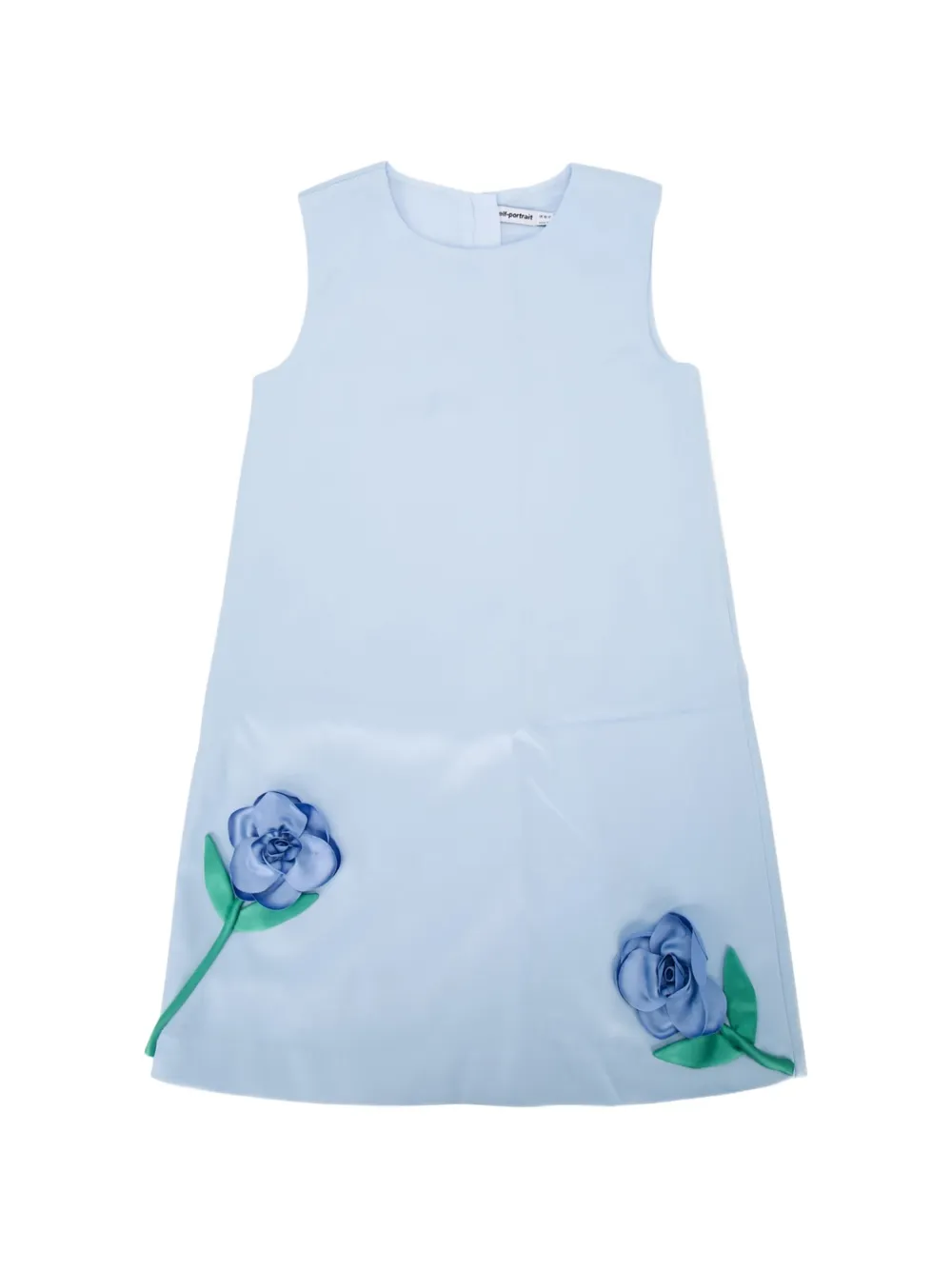 Self-Portrait Kids 3D floral-appliqué bonded mini dress - Blu
