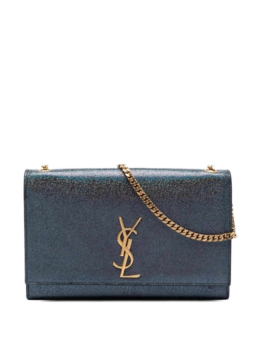 Saint Laurent Pre-Owned 2016 Medium Glitter Leather Monogram Kate crossbody bag - Blu