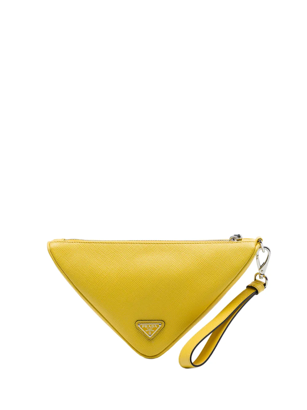 Prada Pre-Owned 2013-2026 Saffiano Logo Embossed Triangle Wristlet Pouch clutch bag - Giallo