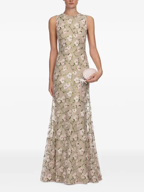 Self-Portrait rhinestone floral-print maxi dress