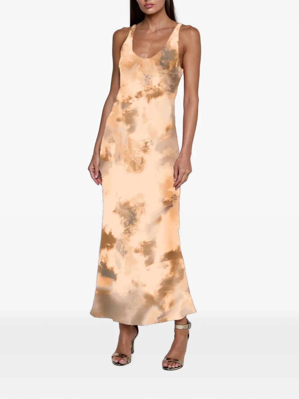 L'Agence Akiya maxi-jurk met tie-dye print Beige