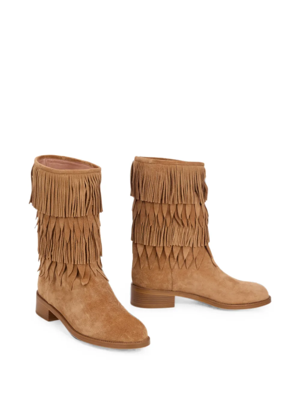 Aquazzura fringed tiered ankle boots Beige