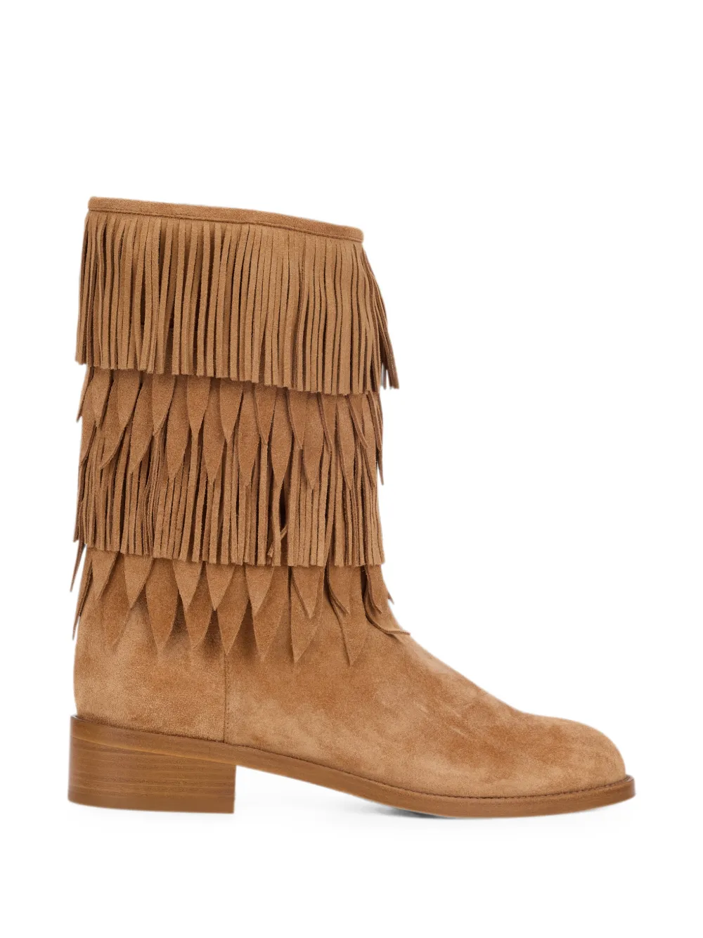 Aquazzura fringed tiered ankle boots Beige