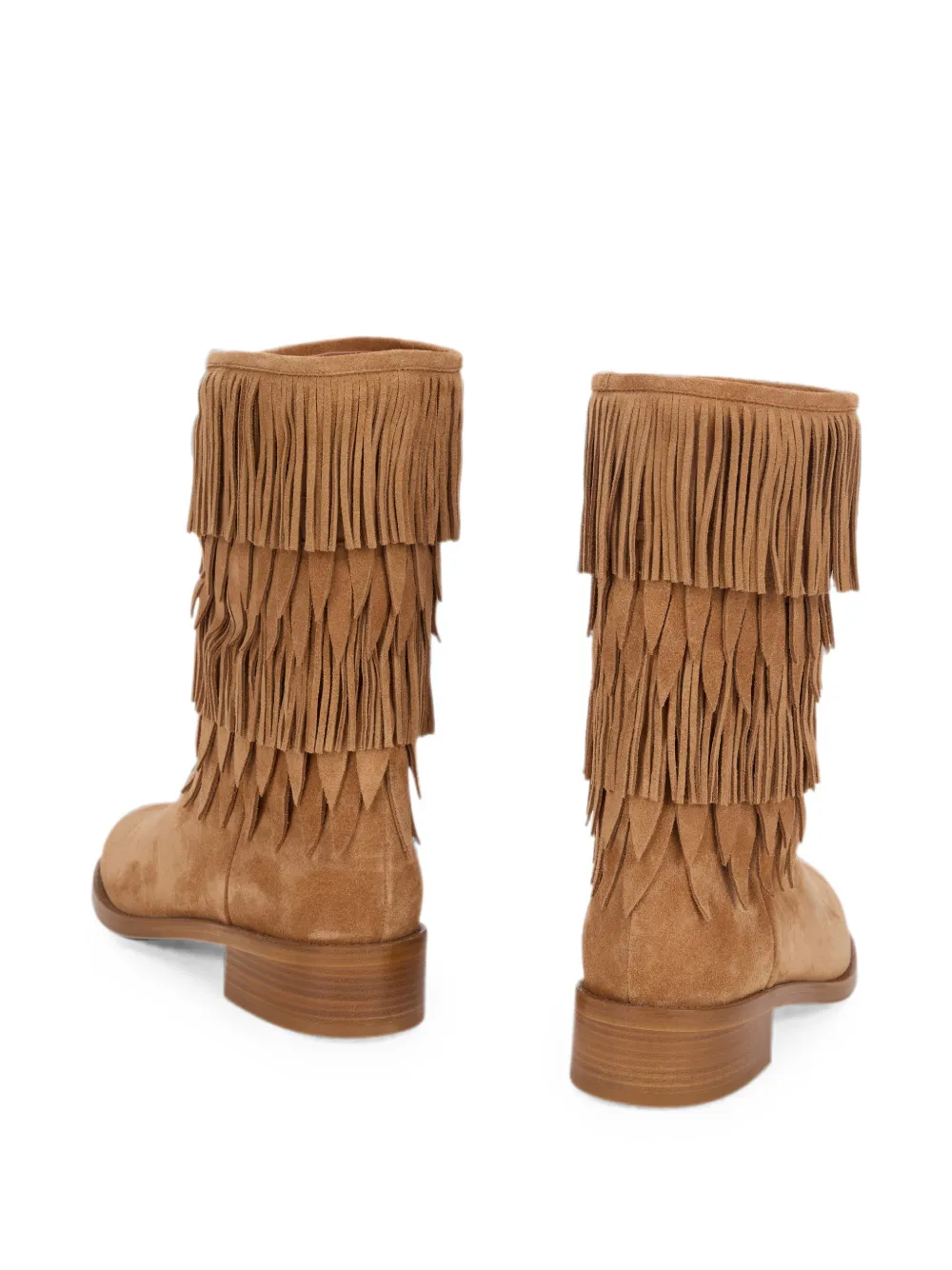 Aquazzura fringed tiered ankle boots Beige