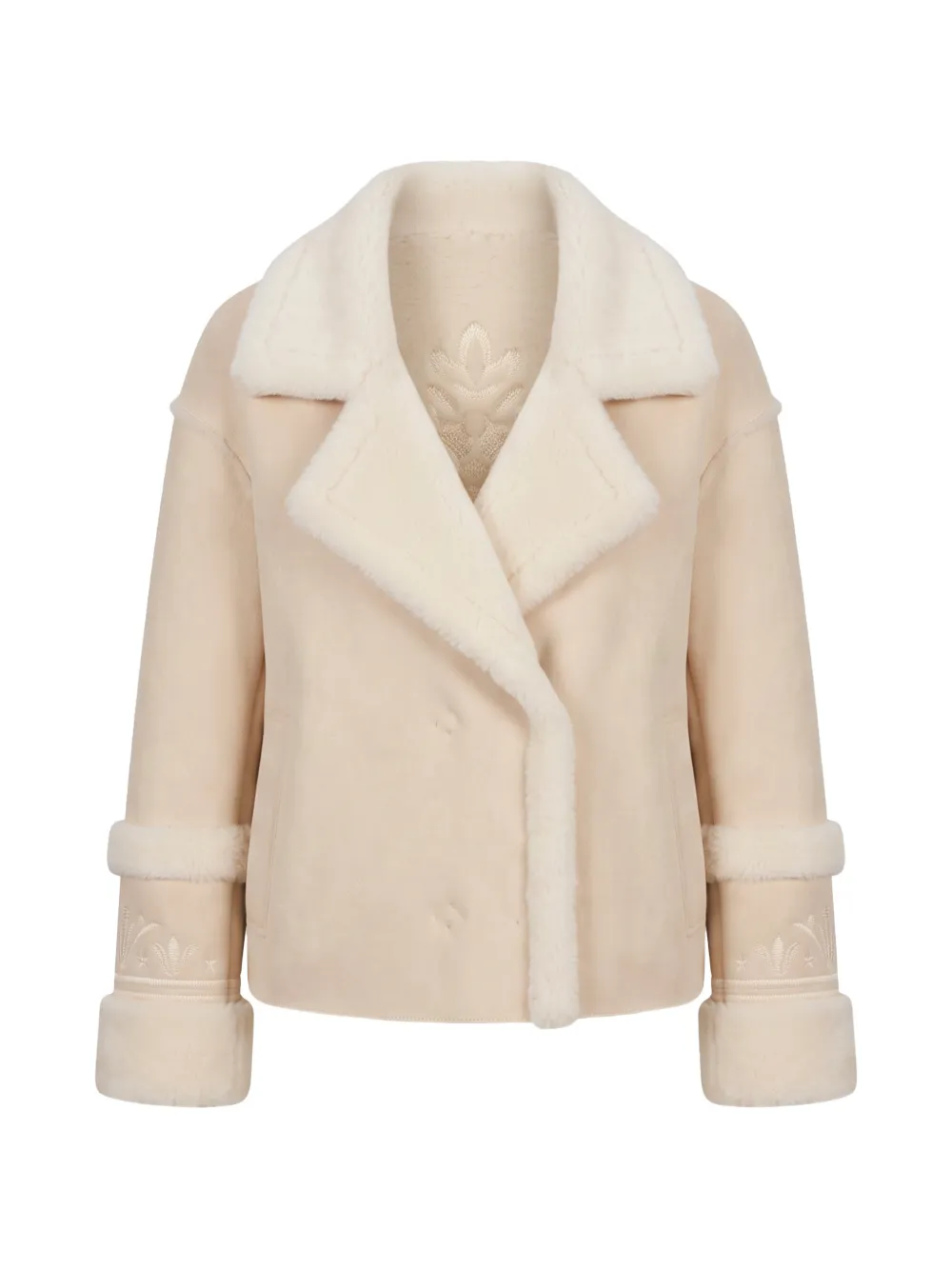 HIGH SOCIETY Alani shearling-trim jacket - Nude