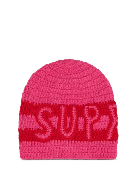 Supreme crochet logo beanie hat