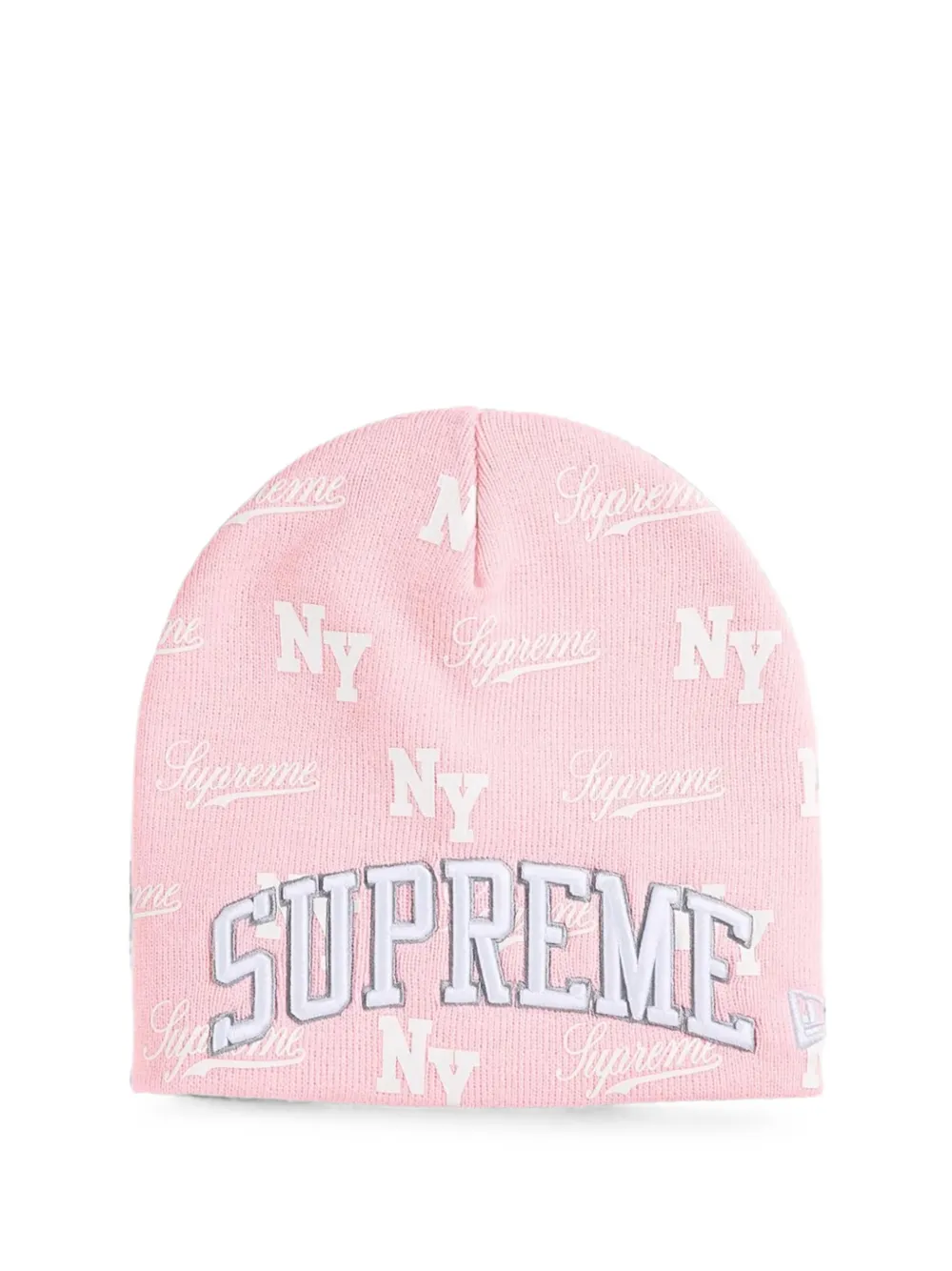 Supreme x New Era monogram-pattern beanie hat | rosado | Image 1