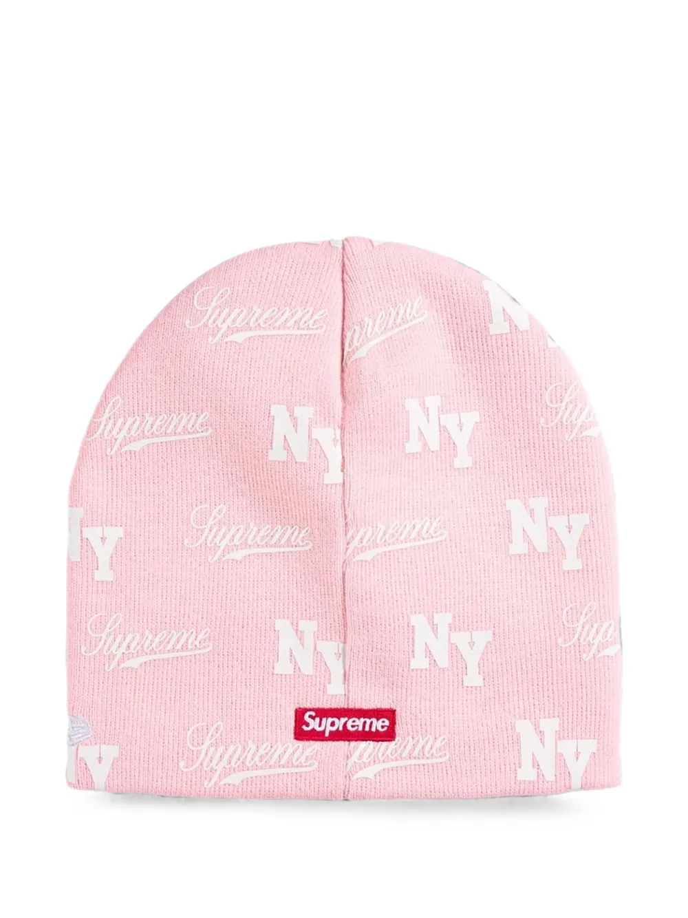 Supreme x New Era muts met monogram-patroon Roze
