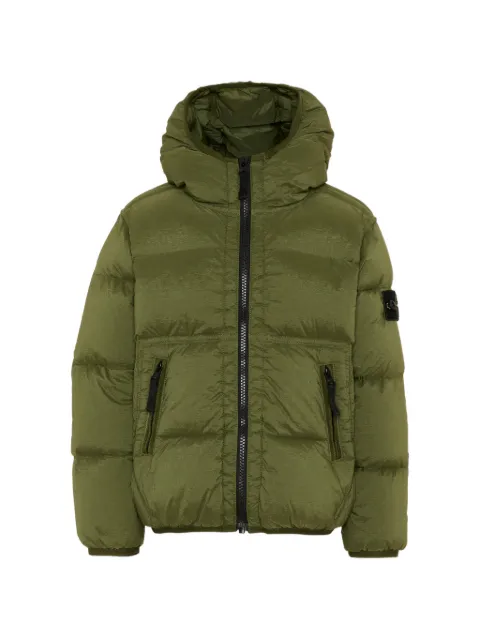 Stone Island Junior Compass-patch zip-up hooded jacket