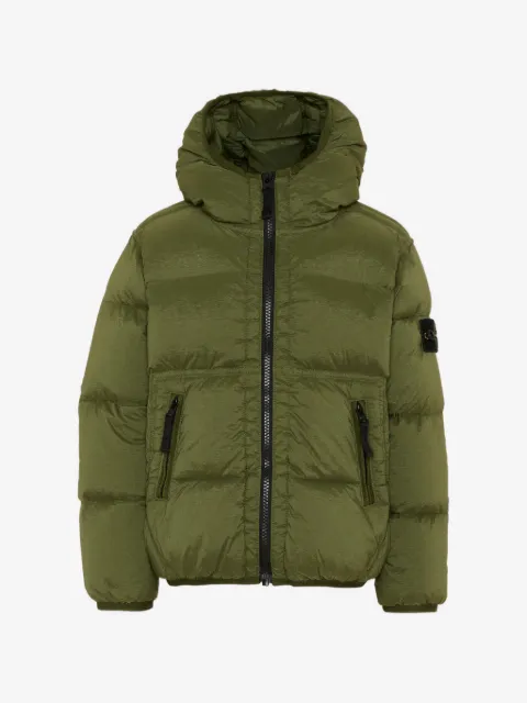 Stone Island Junior Compass-patch zip-up hooded jacket