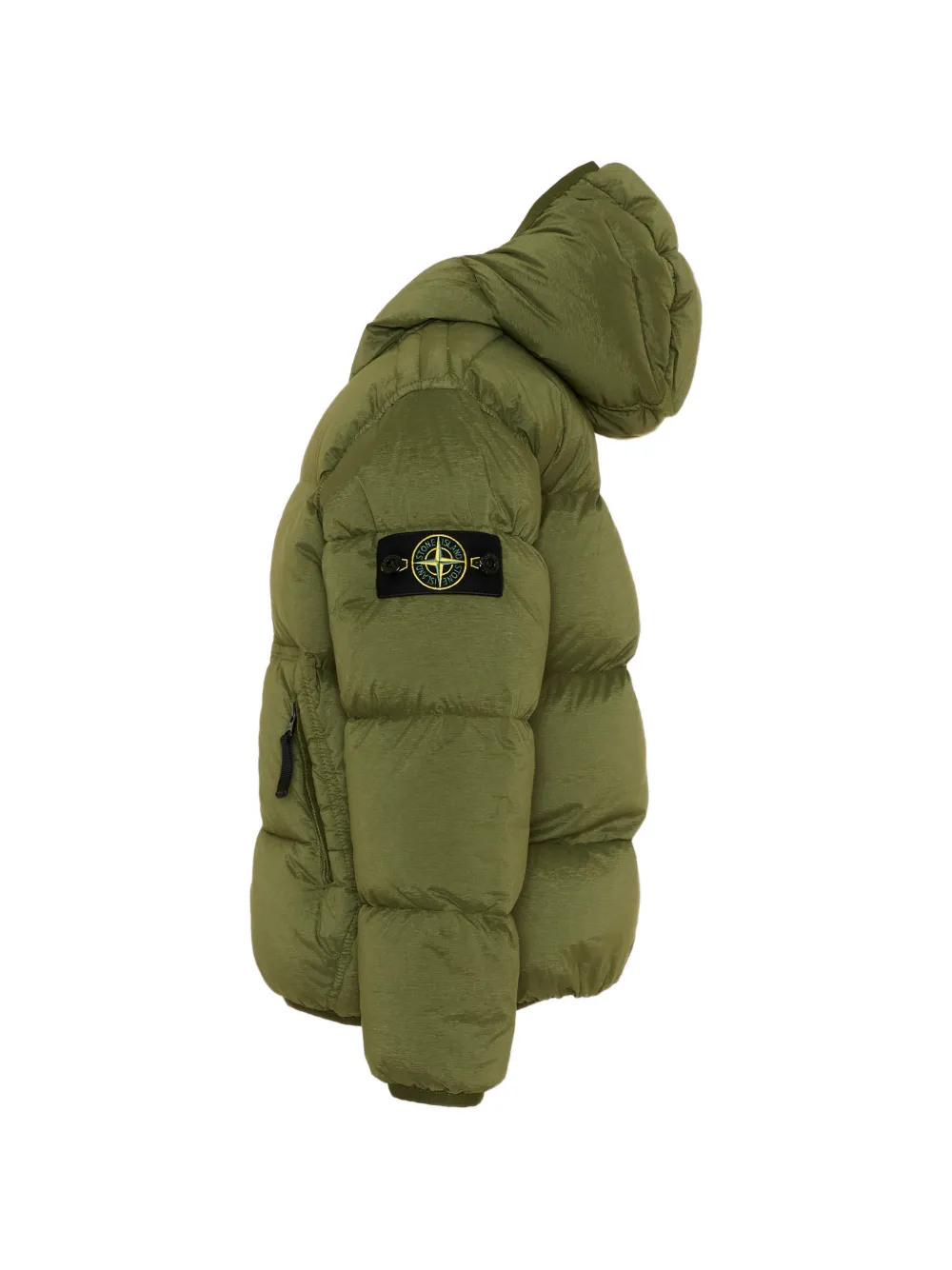 Stone Island Junior Jack met Compass-logopatch rits en capuchon Groen