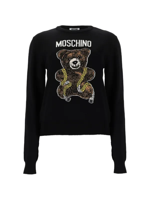Moschino Teddy Bear Intarsia-knit Sweater in Black