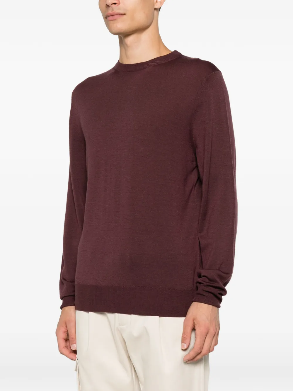 Canali Wollen trui met ronde hals Paars