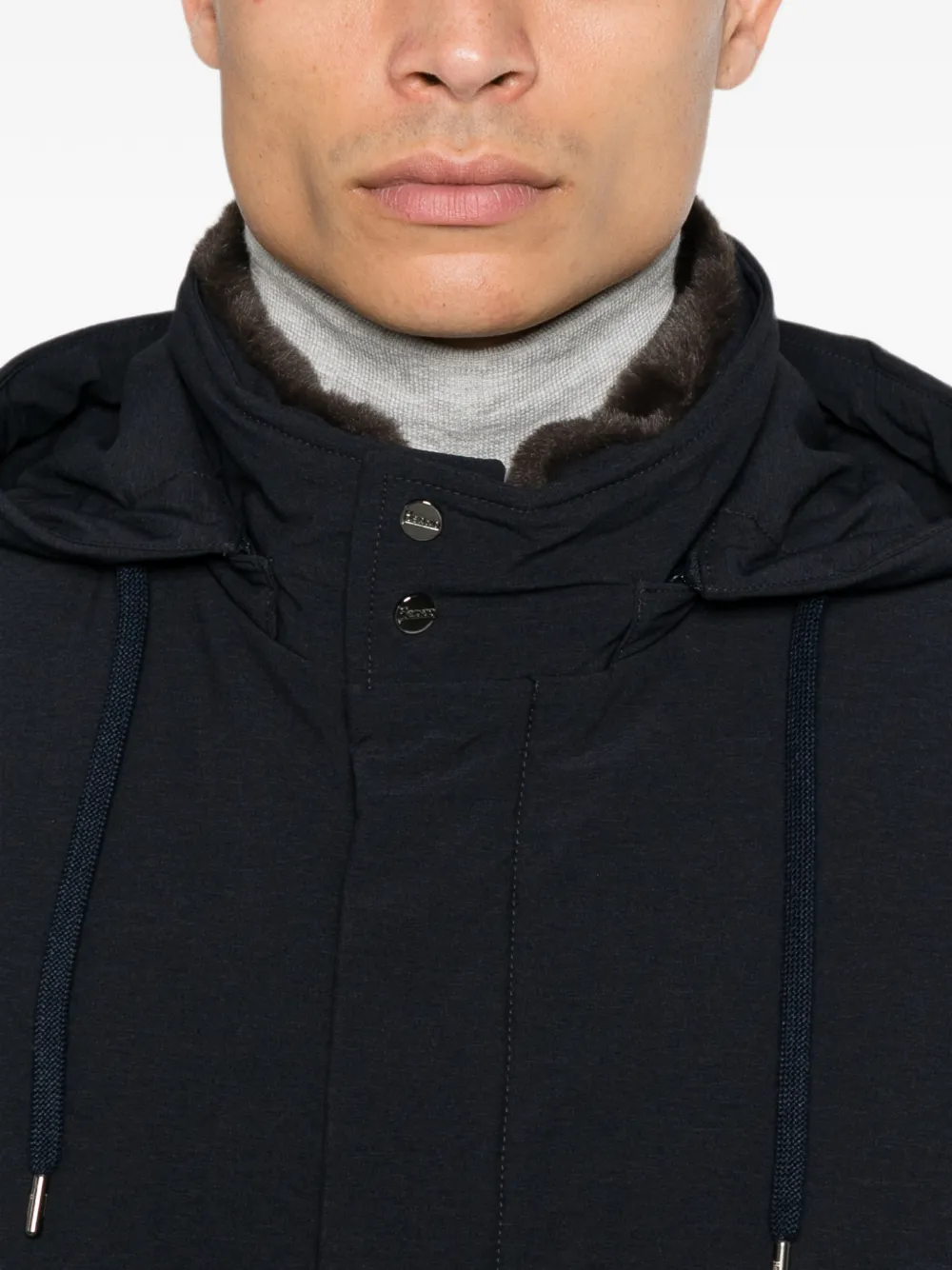 Herno Jack met imitatiebont Blauw