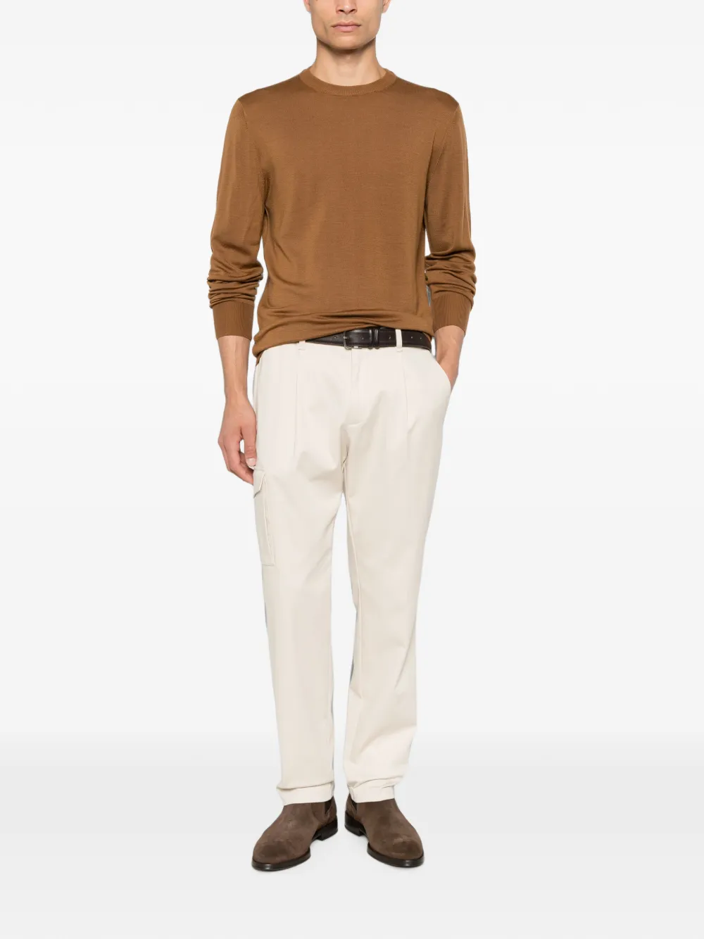 Herno Broek met trekkoordtaille en cargozak Beige