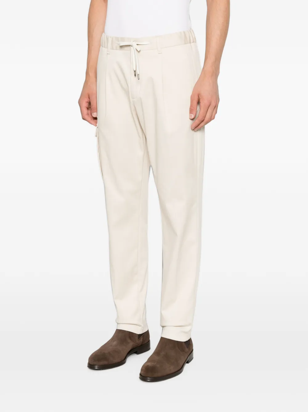 Herno Broek met trekkoordtaille en cargozak Beige