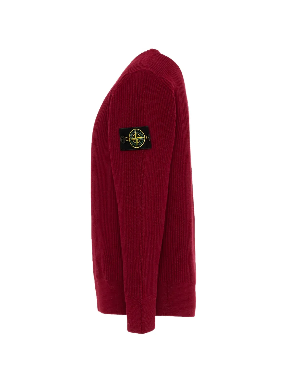 Stone Island Junior Ribgebreide trui met logo-patch Rood