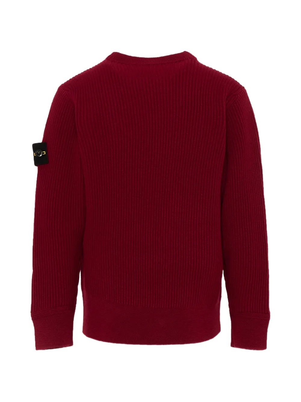 Stone Island Junior Ribgebreide trui met logo-patch Rood