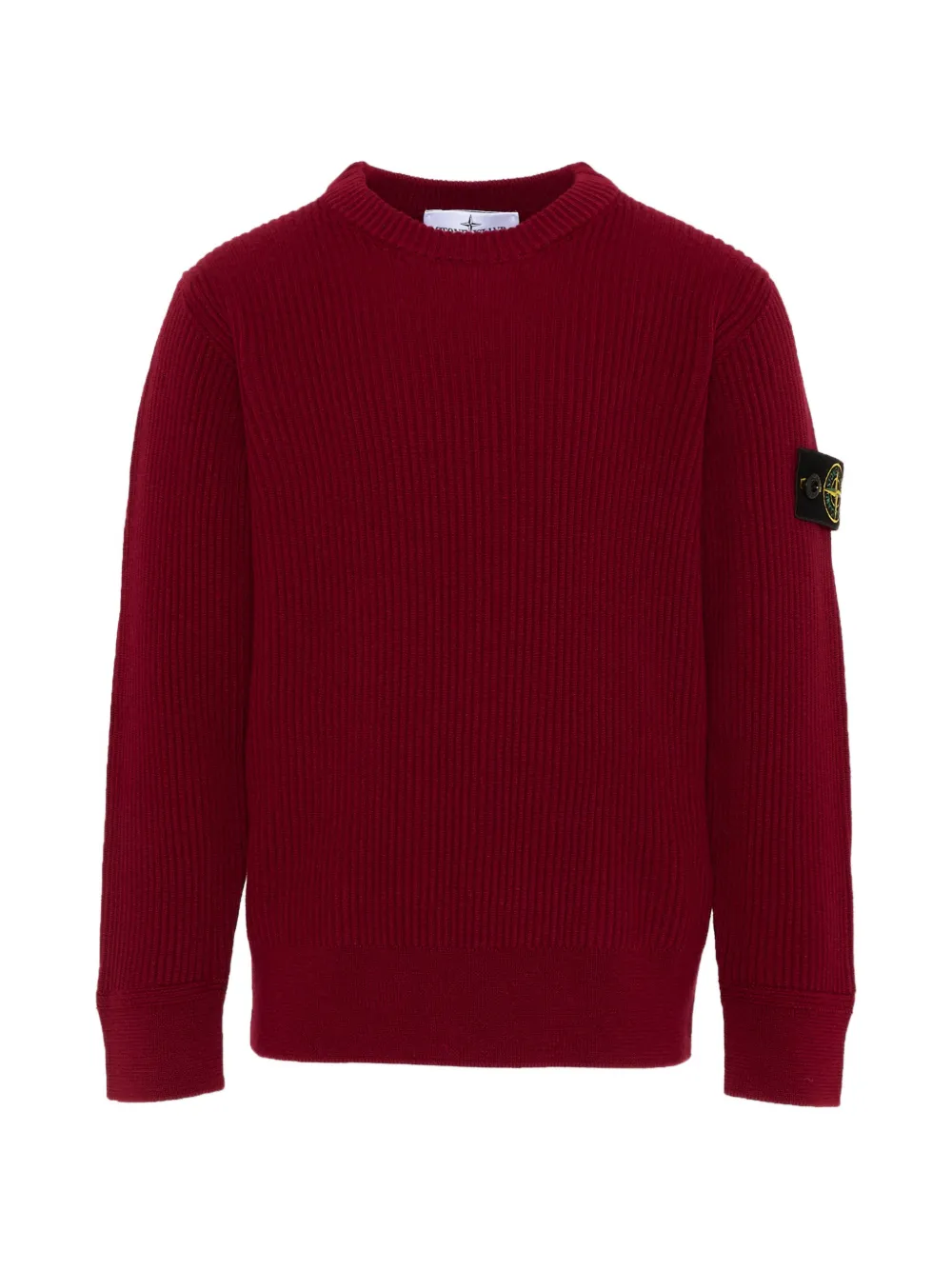 Stone Island Junior ribbed-knit logo-patch sweater - Rosso