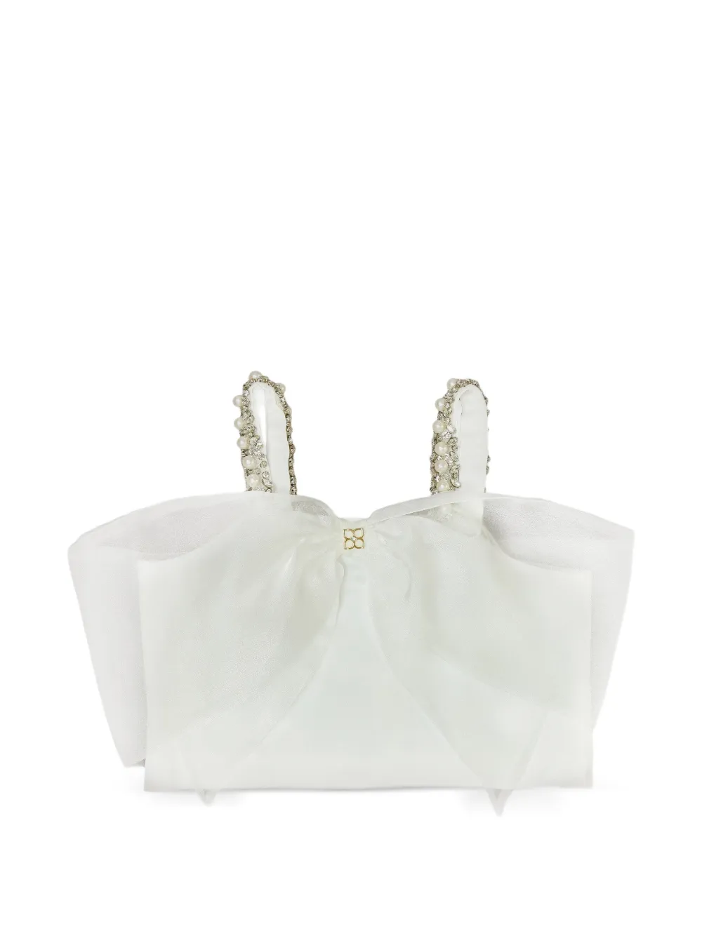 BCBG KIDS bow-detail faux-pearl top - Bianco