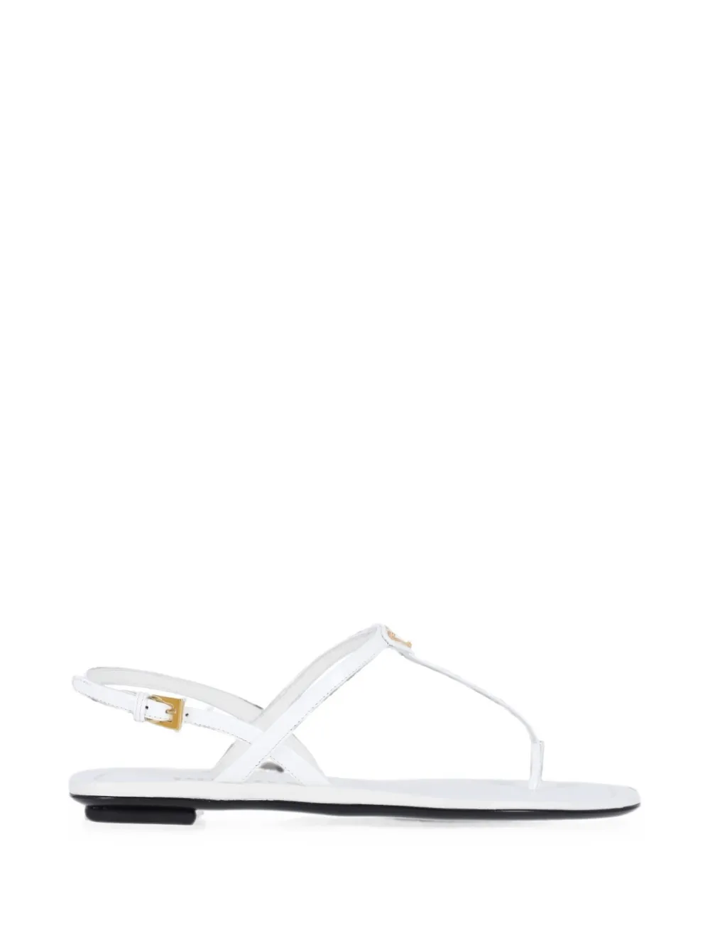 Prada logo-plaque leather sandals - Bianco