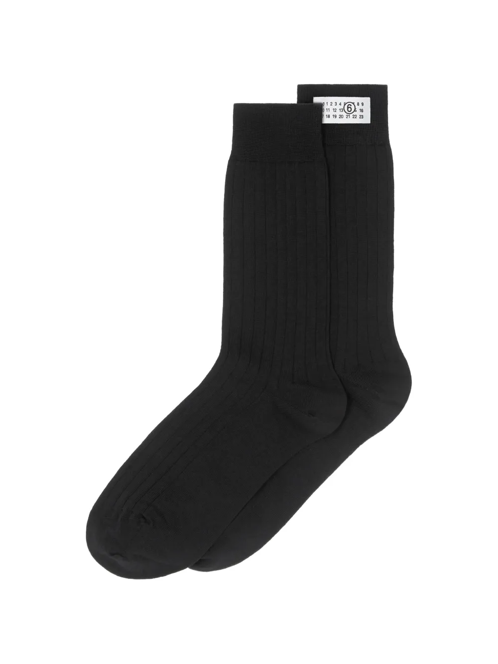 MM6 Maison Margiela Calzini a coste con applicazione logo - Nero