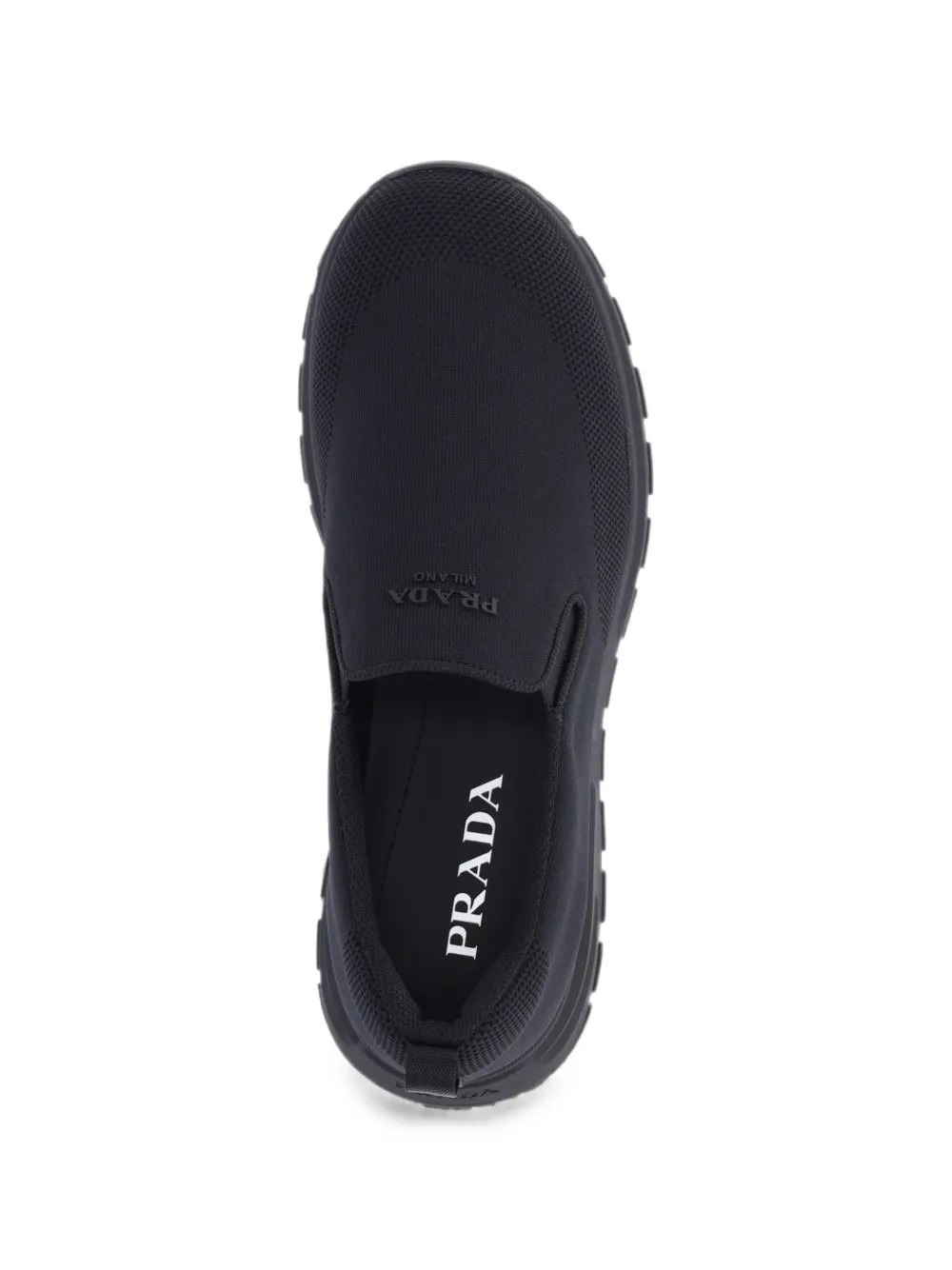 Prada logo-embossed slip-on sneakers Zwart