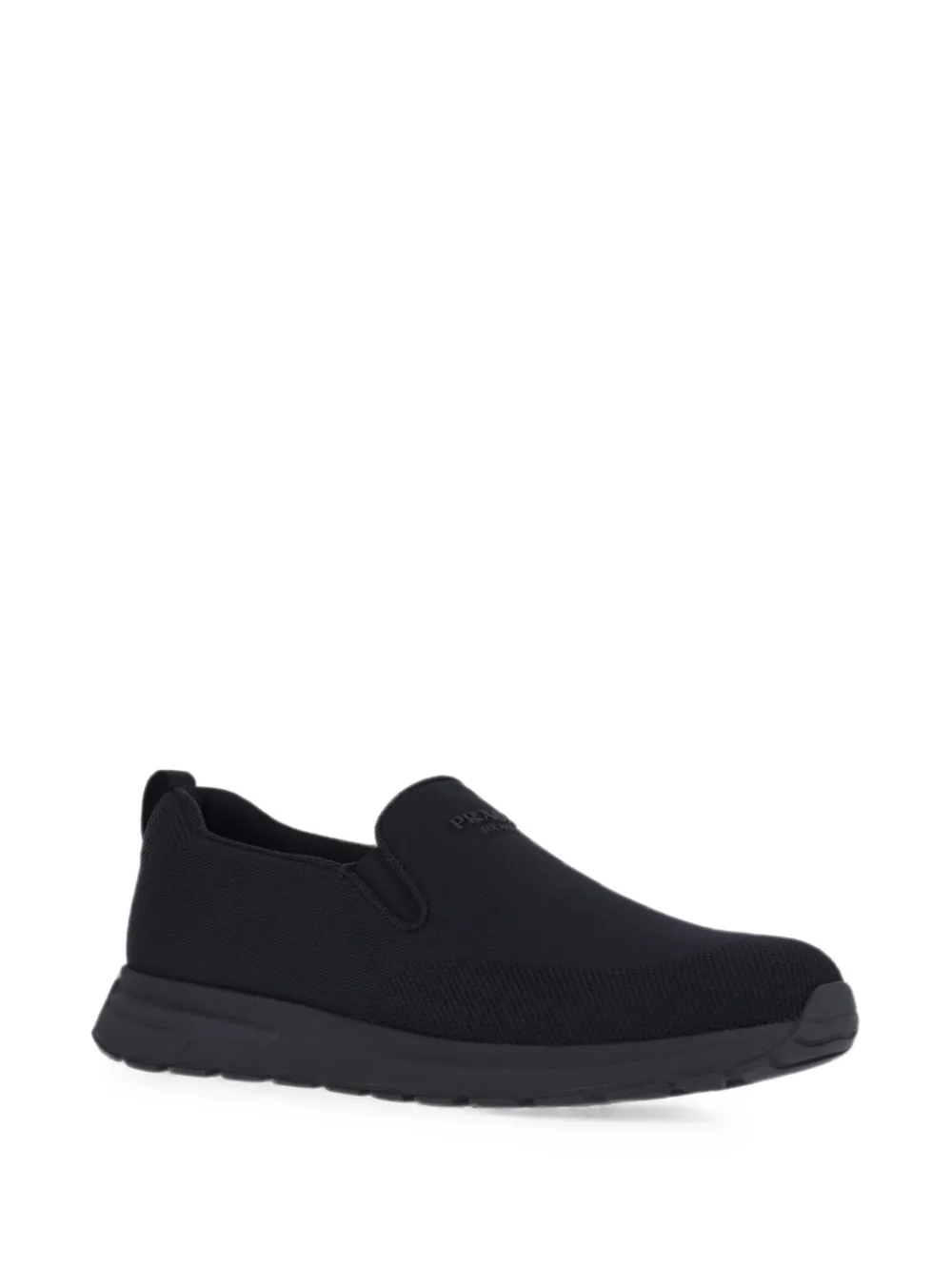 Prada logo-embossed slip-on sneakers Zwart