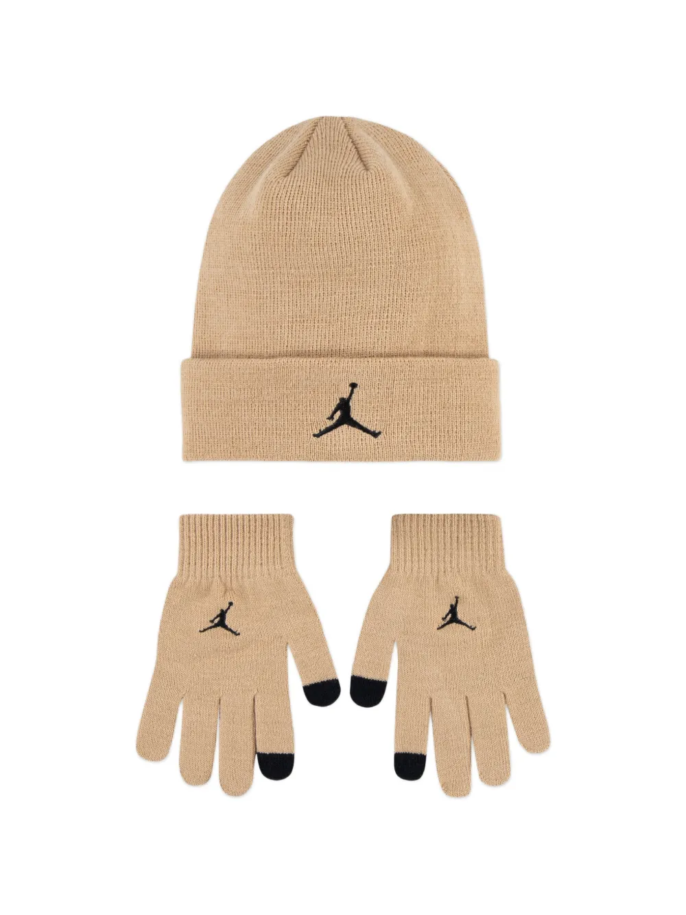 Jordan Kids logo-embroidered gloves and hat set - Nude
