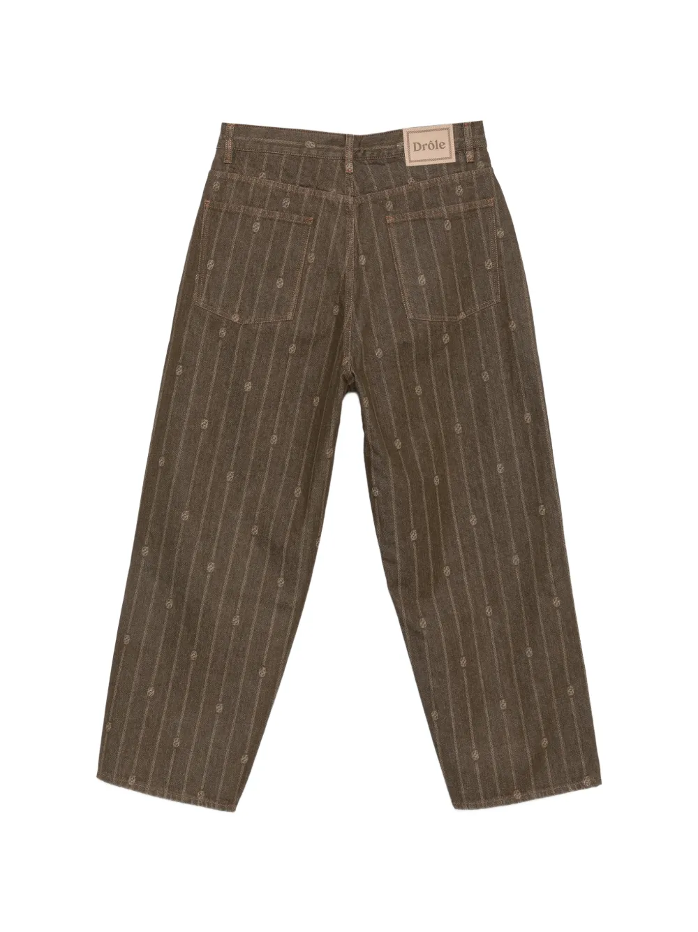 Drôle De Monsieur Monogram Baggy jeans met krijtstreep en logoprint Bruin