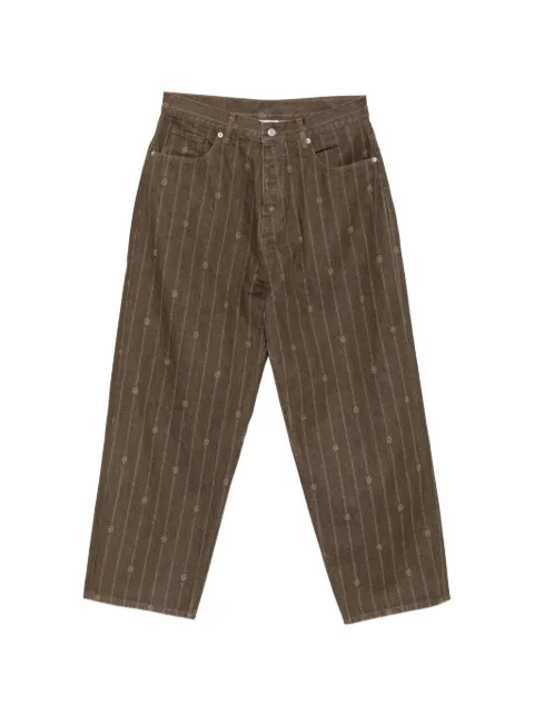 Drôle De Monsieur Monogram Baggy logo-print pinstriped jeans