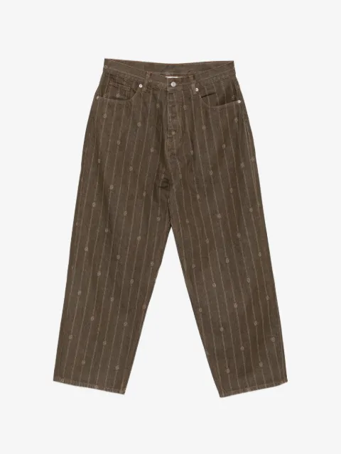 Drôle De Monsieur Monogram Baggy logo-print pinstriped jeans