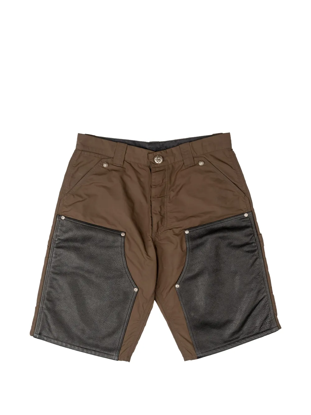 Chrome Hearts leather-panelled carpenter shorts - Brown