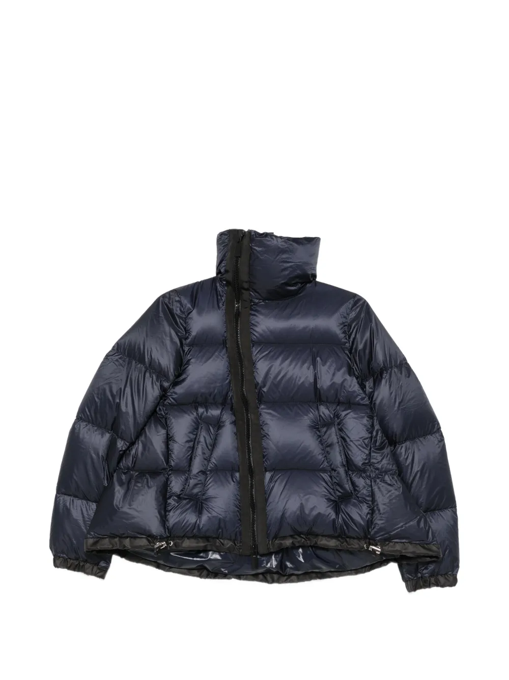 sacai quilted-finish high-neck puffer jacket - Blau