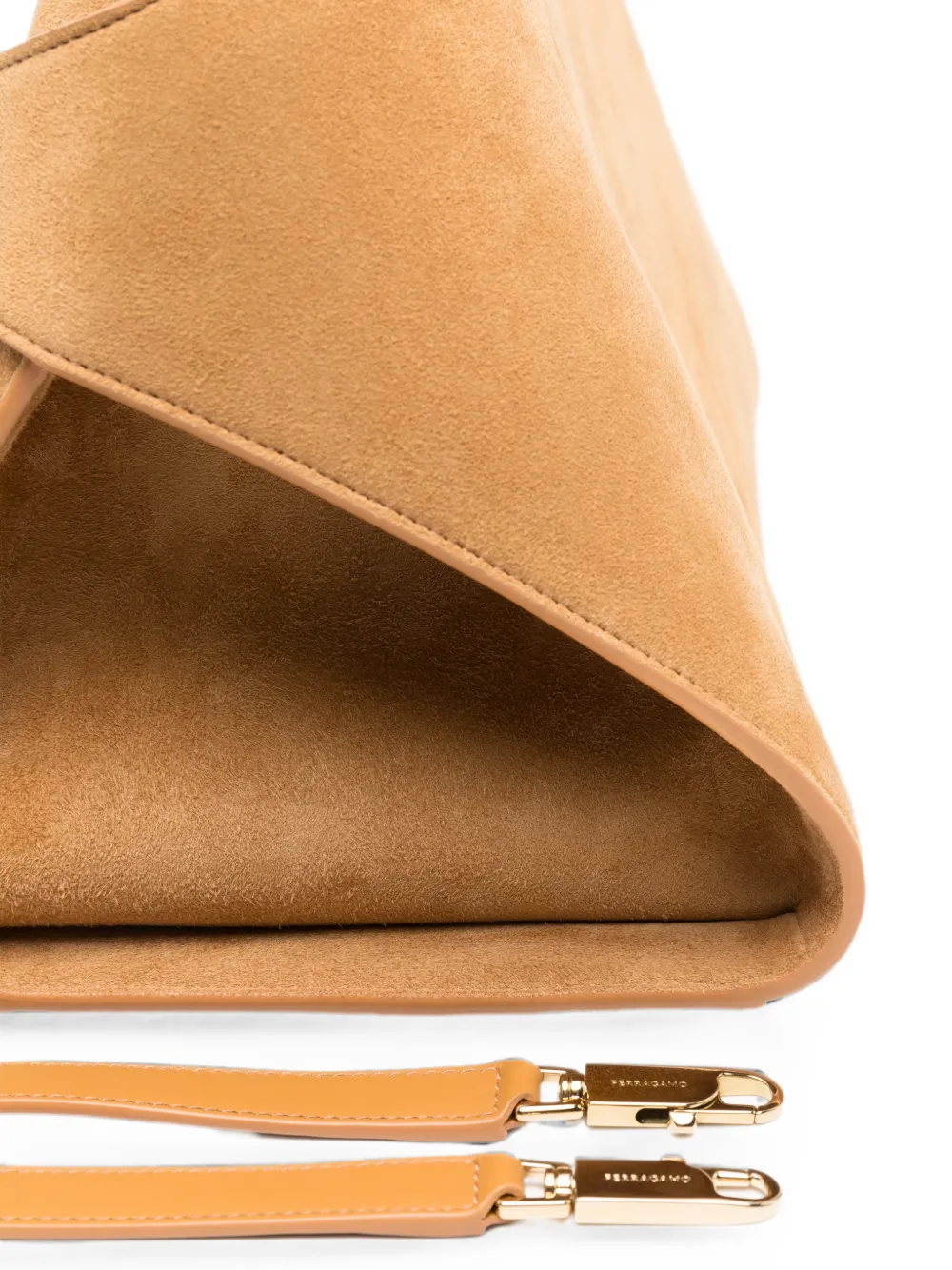 Ferragamo Hug leren shopper met logo Beige