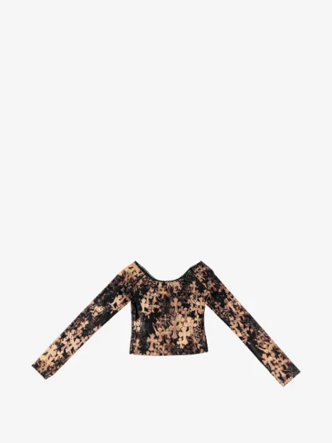 Chrome Hearts cross-print mesh top