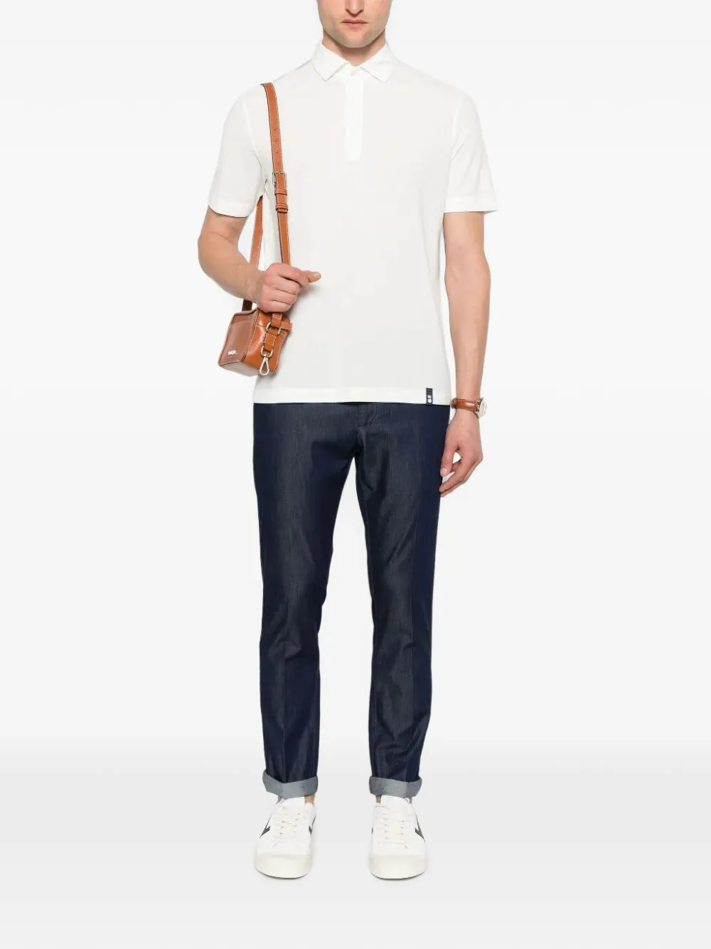 Drumohr Poloshirt met knoopsluiting Wit