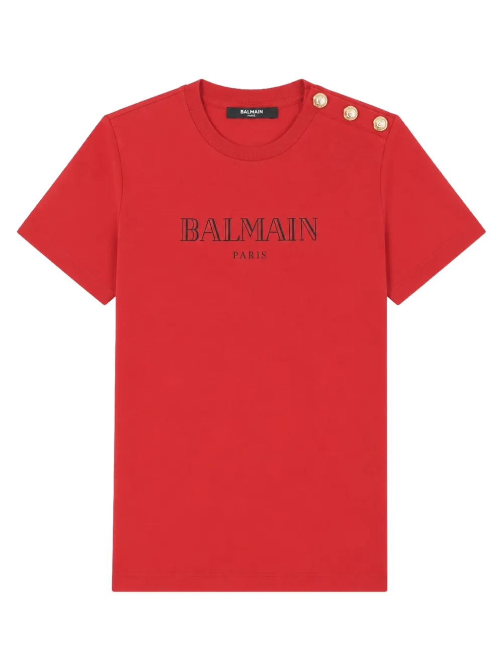 Balmain Kids T-shirt met logoprint en knoopdetail Rood