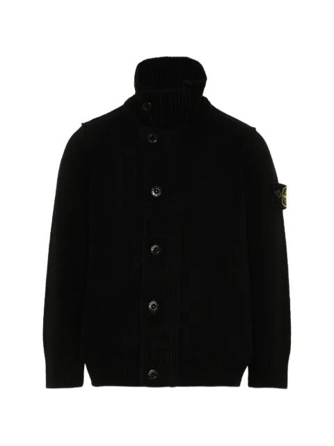 Stone Island Junior logo-patch funnel-neck cardigan