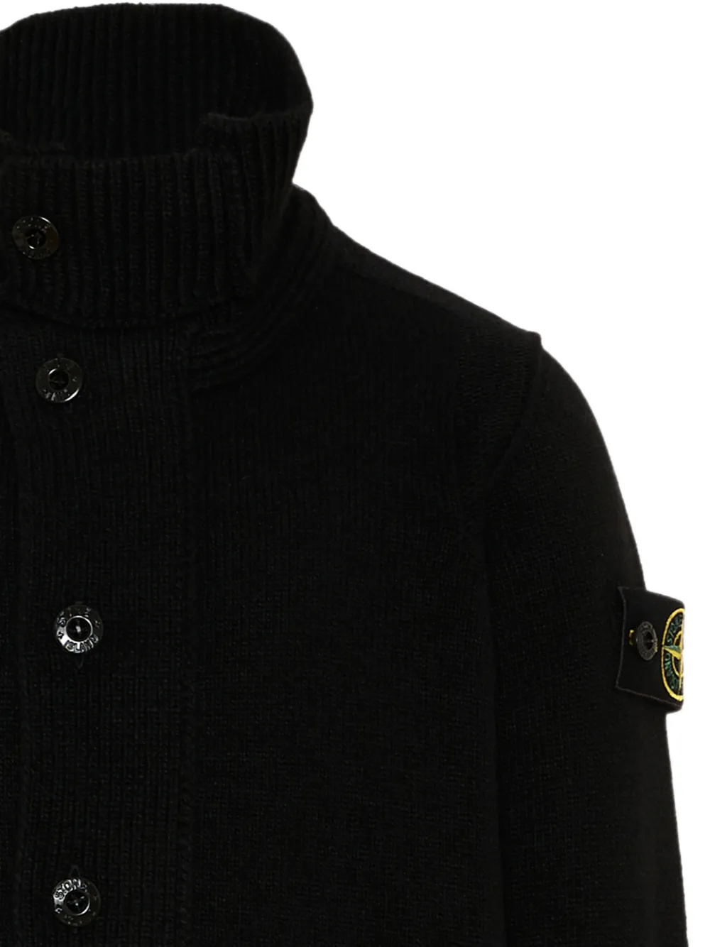 Stone Island Junior Vest met logo-patch en trechterhals Zwart