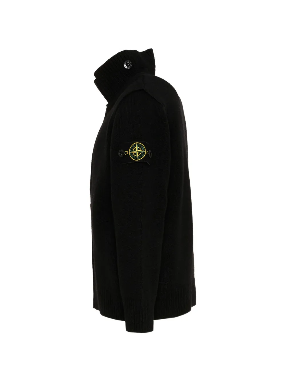 Stone Island Junior Vest met logo-patch en trechterhals Zwart