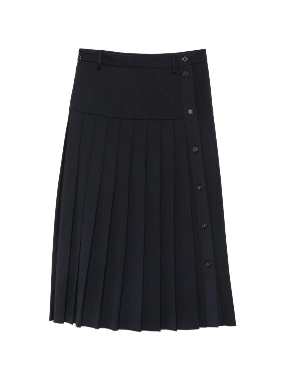 N°21 Pleated Button-detail Midi Skirt In Black